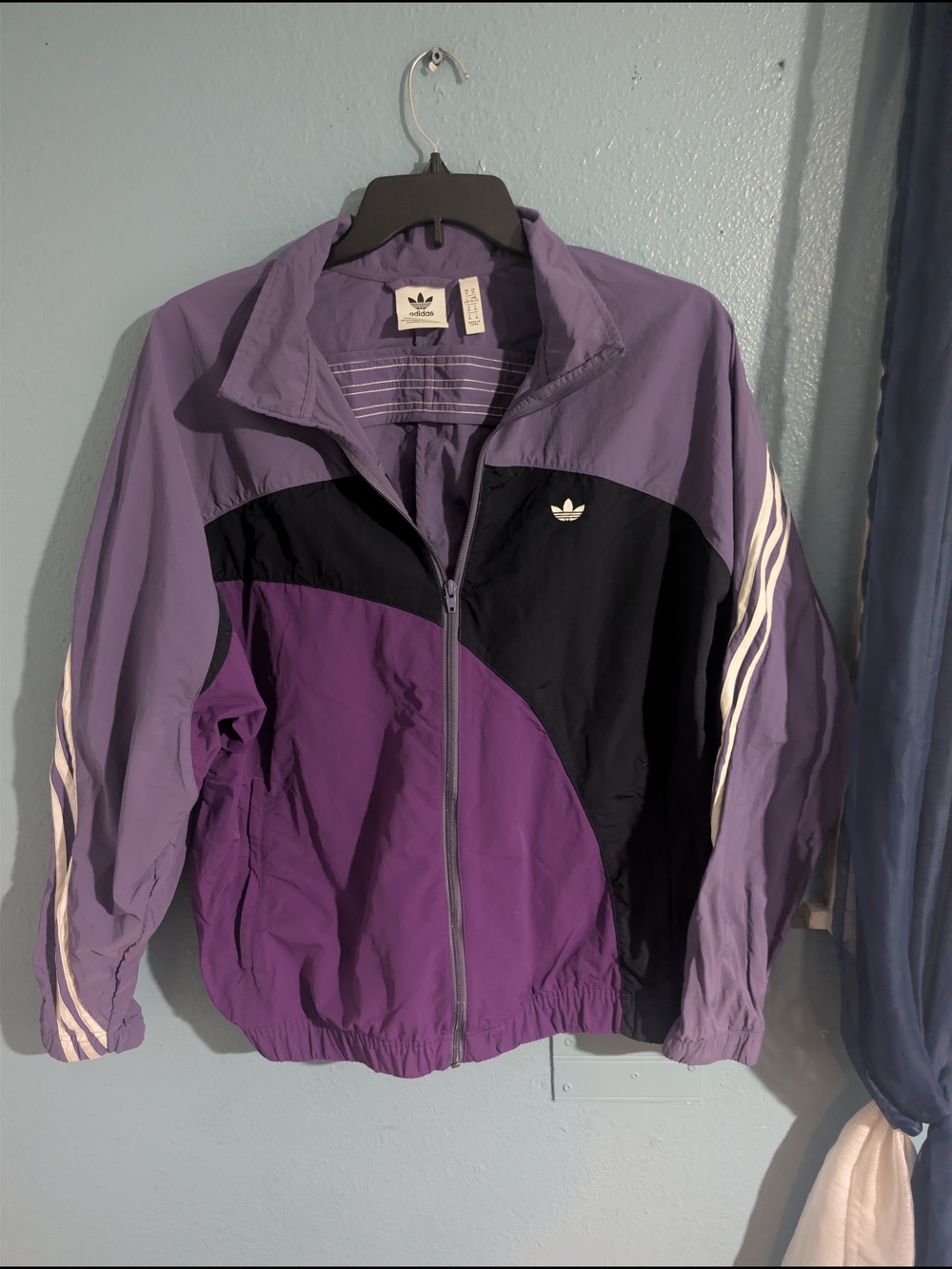 Adidas Women's Purple Colorblock Windbreaker Jacket - Picture 1 of 4